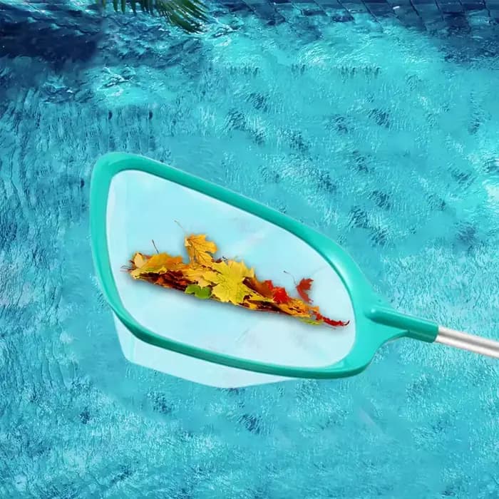 Épuisette à feuilles pour piscine avec manche en alliage d'aluminium pour le nettoyage des feuilles et des débris