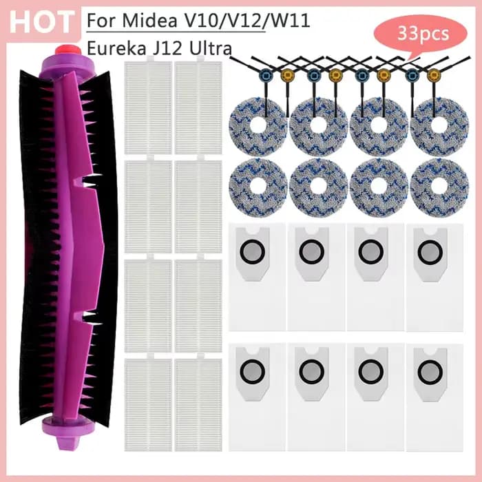 Pour Midea V10 V12 W11 Robot aspirateur Eureka J12 Ultra brosse latérale principale filtre Hepa sac à poussière chiffon accessoires pièces