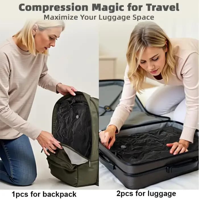 Sacs sous vide pour bagages de voyage avec pompe (DOUBLE CLIC POUR COMMENCER)