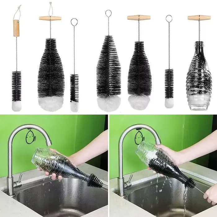 Brosse de nettoyage pour bouteilles SodaStream avec manche en bois de hêtre