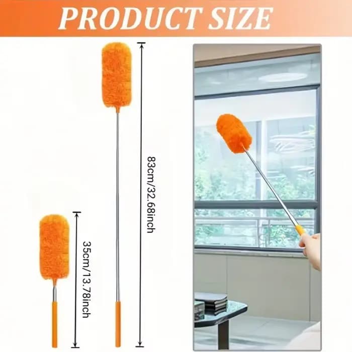 Brosse à poussière en microfibre avec manche extensible