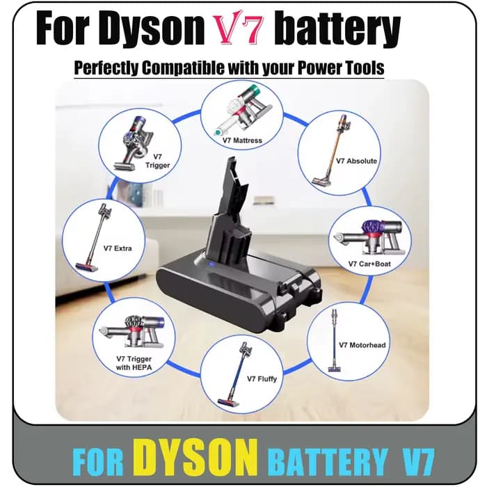 Batterie rechargeable Li-lon 21.6V 28000mAh pour aspirateur Dyson V7