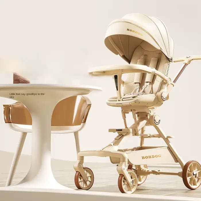 Poussette pour bébés, peut s'asseoir ou s'allonger, légère, pliage en un clic, poussette pour enfants à vue dégagée avec plateau et repose-pieds