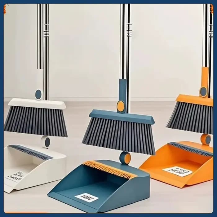 Ensemble balai et pelle magnétique pliables et rotatifs 2-en-1