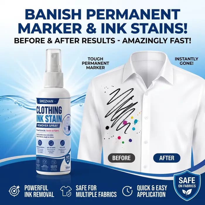 SIKEZHAN Spray Détachant pour Taches d'Encre sur Tissus