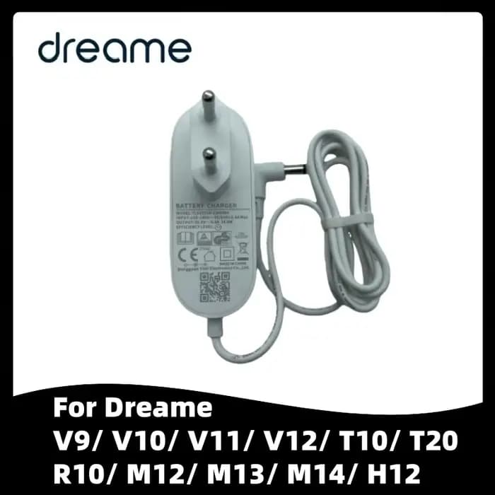 Chargeur d'origine avec prise EU pour aspirateur Dreame V9/ V10/ V11/ V12/ T10/ T20/ R10/ M12/ M13/ M14/ H12