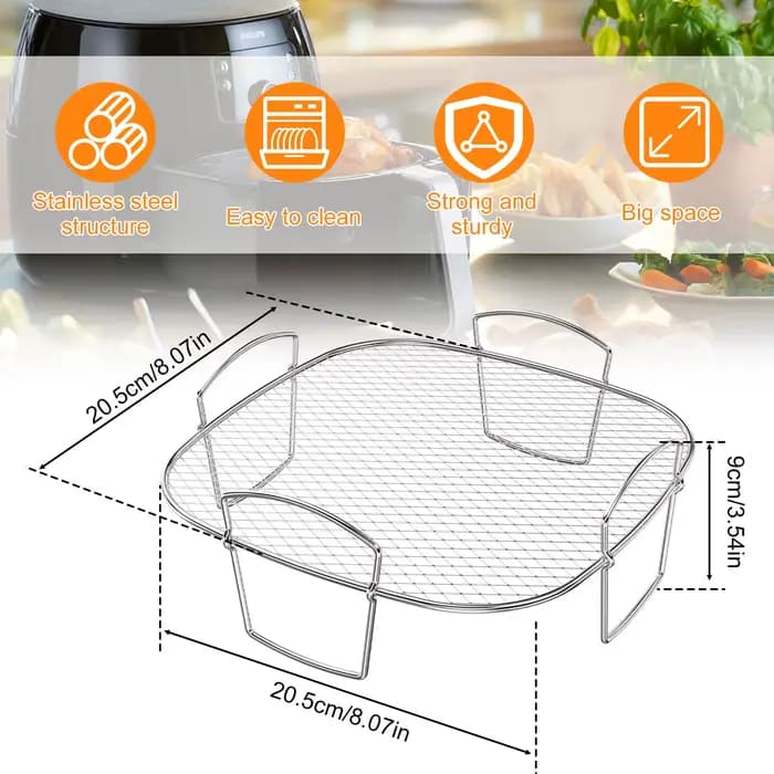 Support à rôtir multifonctionnel, 1/2 pièces, Compatible avec Airfryer, déshydrateur, vapeur, outils de cuisson pour accessoires de friteuse à Air
