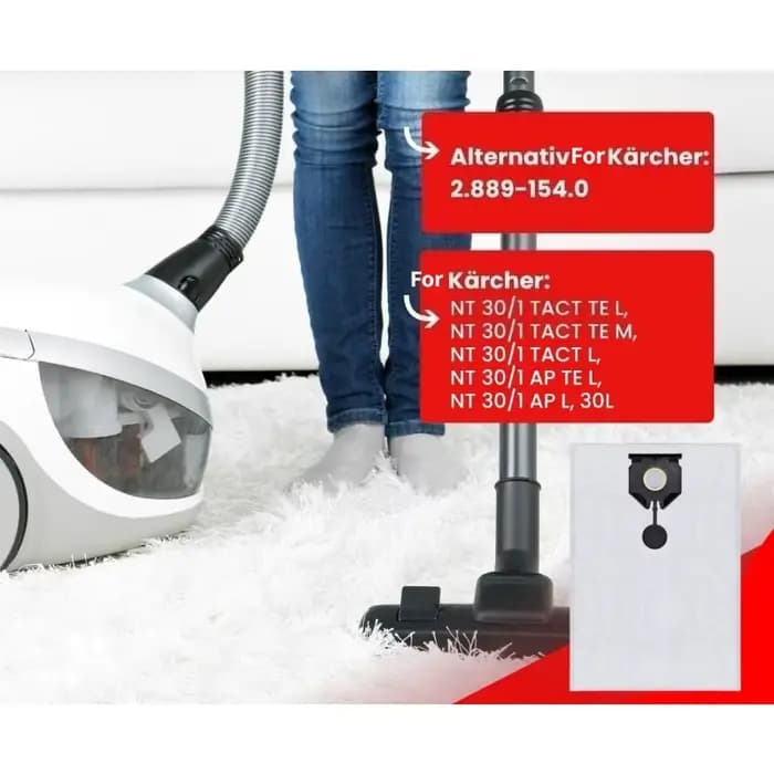 Sacs à poussière de remplacement pour aspirateur Karcher 2.889-154.0 NT30/1 Tact Te L Ap L