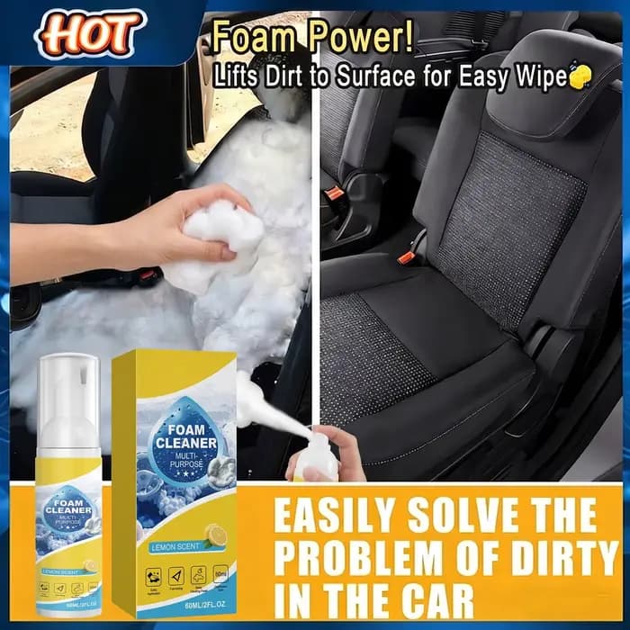 Nettoyant moussant multi-usages 2-en-1 pour sièges de voiture et éliminateur de taches sur tissus