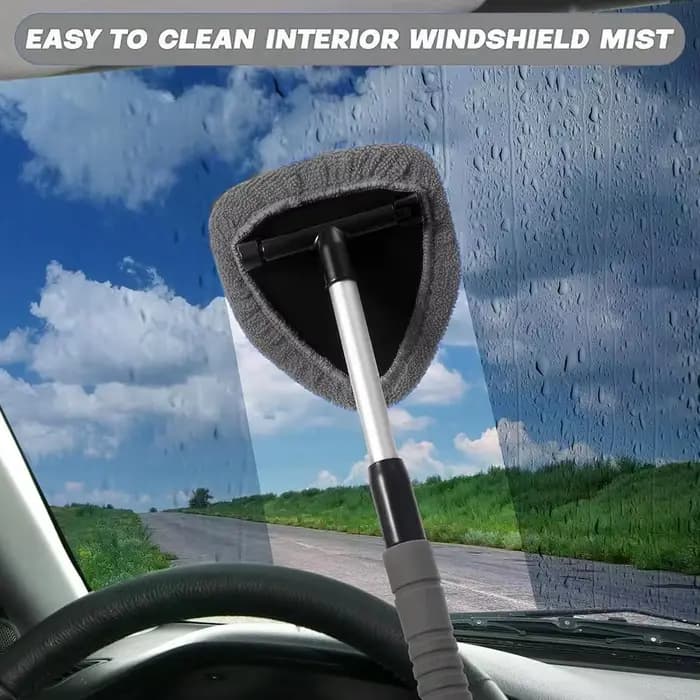 Brosse de nettoyage de vitres de voiture avec 3 couvercles en microfibre + bouteille de pulvérisation