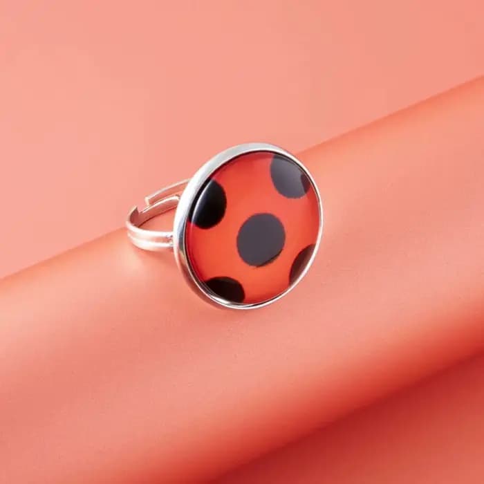 Mode coccinelle anneaux ouverts pour femmes filles dessin animé rouge dame oiseau insecte verre anneau rond accessoires de fête bijoux cadeau
