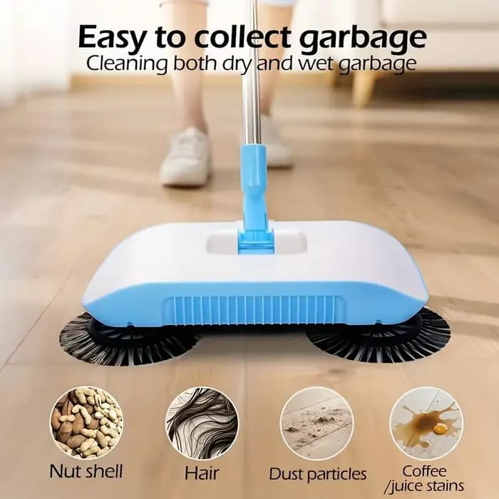Balayeuse à pousser 3-en-1 pour le nettoyage domestique – Aspirateur humide et sec – Balai pour personne paresseuse
