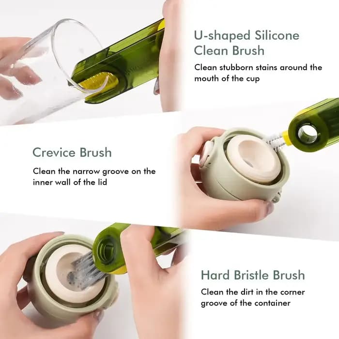 Brosse de nettoyage de couvercle de bouteille d'eau de lait 3 en 1