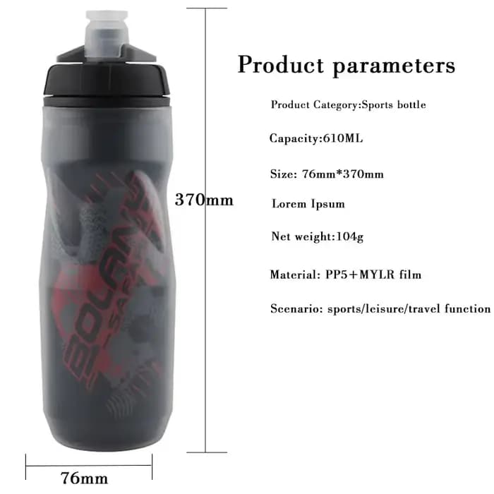 Bolany bouteille d'eau de vélo 600ml bouteille d'eau de cyclisme de montagne PP5 bouteille protégée par la chaleur et la glace tasse de Sports de plein air