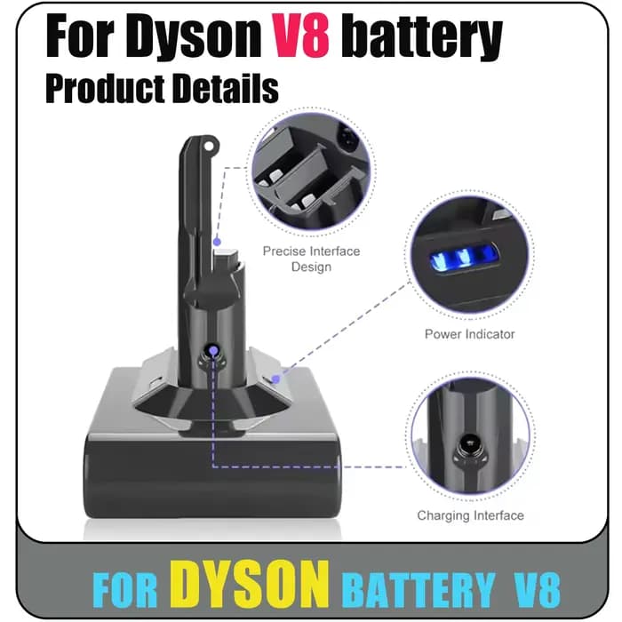 Batterie haute capacité 28000mAh pour aspirateur sans fil Dyson V8 SV10 Absolute