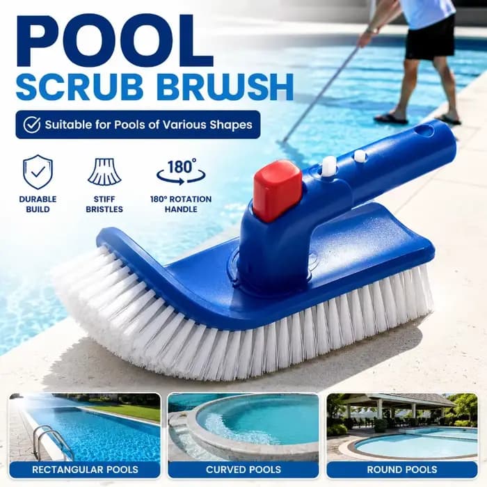 Brosse de piscine ergonomique à poignée rotative à 180 degrés