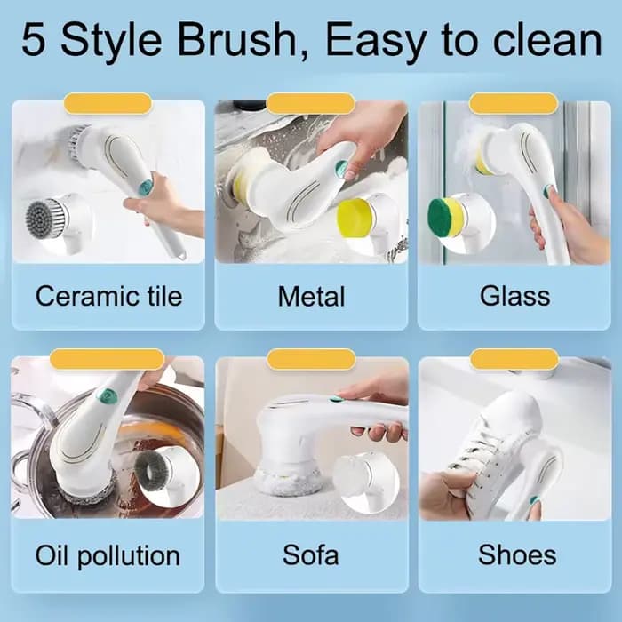 Brosse de nettoyage électrique sans fil 5 en 1, salle de bains, fenêtre, cuisine, automobile, Machine de nettoyage rotative multifonctionnelle pour la maison