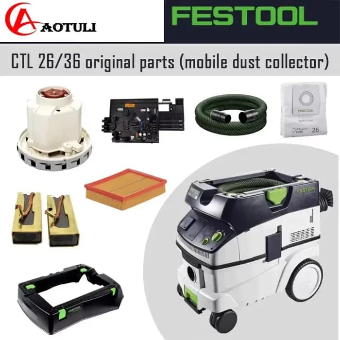 FESTOOL aspirateur accessoire d'origine CTL 26/36 E moteur brosse en carbone interrupteur pince ferry tuyau couvercle supérieur sac d'aspirateur etc.