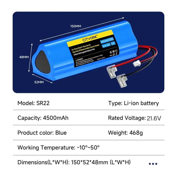 Batterie de rechange pour Tineco FLOOR ONE S3 Tineco iFloor 3 Breeze S3 Batterie d'aspirateur FW25M-01 FW25W-01 HF10E-01 S3-01