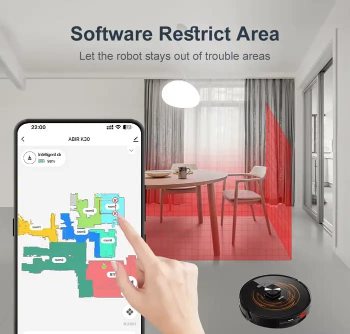 (code promo: AA2000)Robot aspirateur ABIR K30 à vidage automatique S6