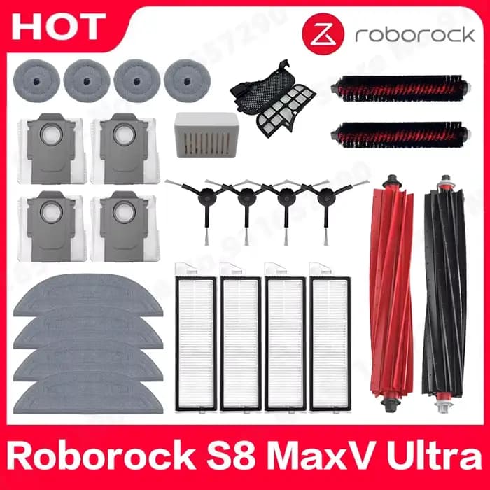 Pièces détachées pour robot aspirateur Roborock S8 MaxV Ultra : brosses latérales principales