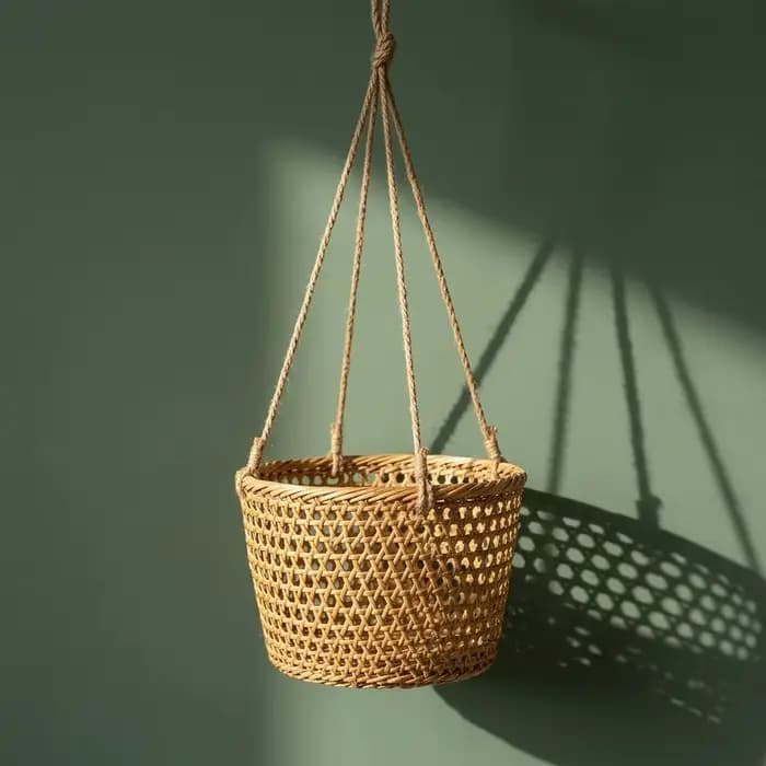 Support de pot de fleurs suspendu en rotin pour plantes d'intérieur et d'extérieur, jardin, patio, véranda, balcon, plafond, style tressé, décoration