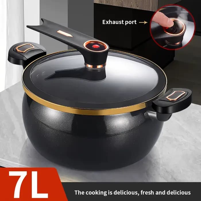 Pot antiadhésif multifonctionnel de grande capacité, 1.85 gallons, 10.24 pouces, adapté à la cuisinière à Induction et aux cuisinières à gaz, usage domestique