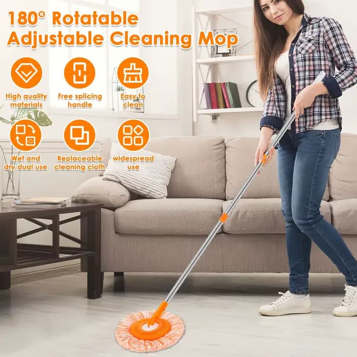Ensemble de vadrouilles rondes rotatives en microfibre