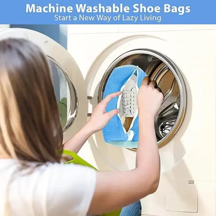 Sac de lavage de chaussures en fibre moelleuse 360 ° Sac à linge lavable en machine