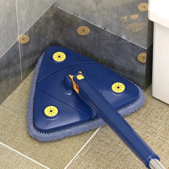 Serpillère triangulaire rotative avec manche télescopique long