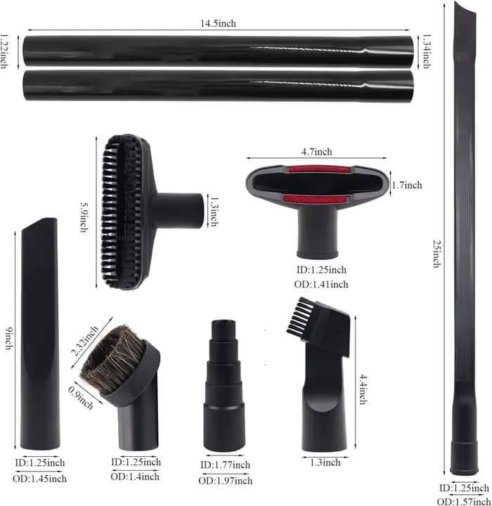 Kit d'accessoires de nettoyage pour aspirateur 1 1/4 po : Brosse