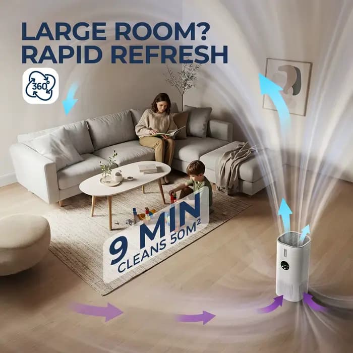 Purificateur d'air 2 en 1 avec humidificateur combiné pour les allergies à la maison et les poils d'animaux