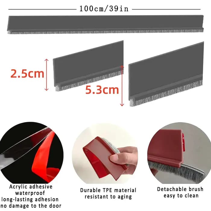 Bouchon anti-poussière pour joint de porte avec brosse