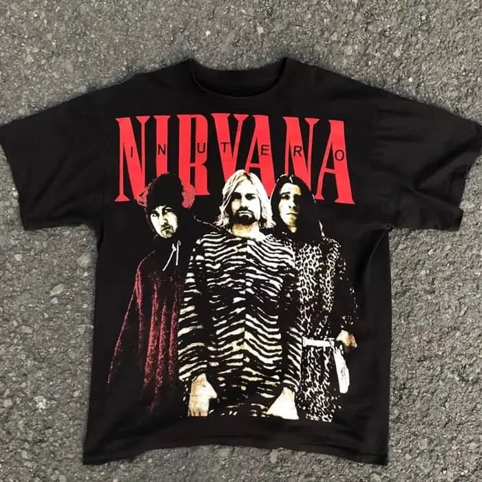 T-Shirt classique avec Logo rouge du groupe de Rock Nirvana, 100% coton, t-shirt graphique pour hommes et femmes, Streetwear d'été