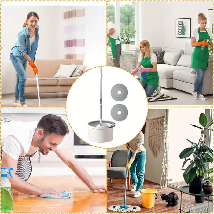 360 ° Ensemble serpillière rotative et seau avec essoreuse réglable pour le nettoyage des sols en carrelage