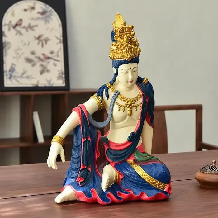 Lune d'eau de déesse de la misériULautonome, ornement de bouddha en résine, sculpture d'inspiration du Vermont, décoration d'intérieur chinoise