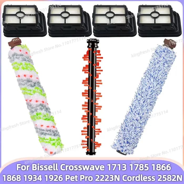 Compatible avec Bissell Crosswave 1713 1785 1866 1868 1934 1926 Pet Pro 2223N Cordless 2582N Filtre Rouleau Brosse principale Pièces Accessoires
