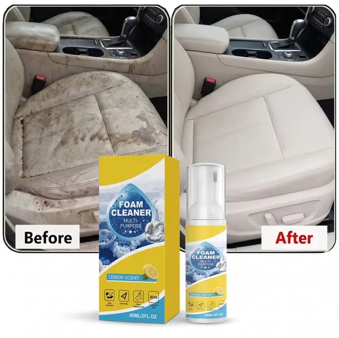 Nettoyant moussant multi-usages 2-en-1 pour sièges de voiture et éliminateur de taches sur tissus