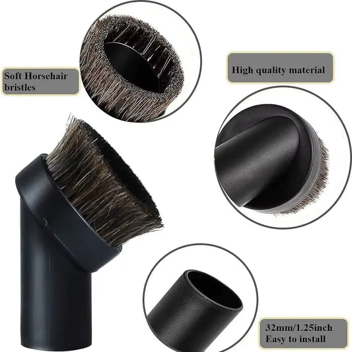 Tête de brosse ronde en crin de cheval pour aspirateur domestique