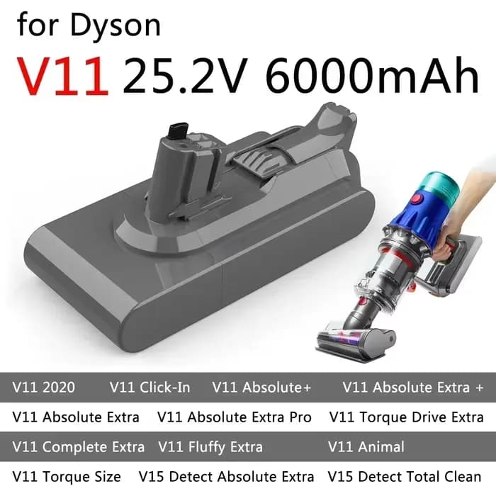 Batterie Click-in 25, 2 V 6000 mAh pour aspirateur Dyson V11 V15 SV22 SV28 SV29 V15 Absolute SV15 SV16 SV17 V11 Fluffy