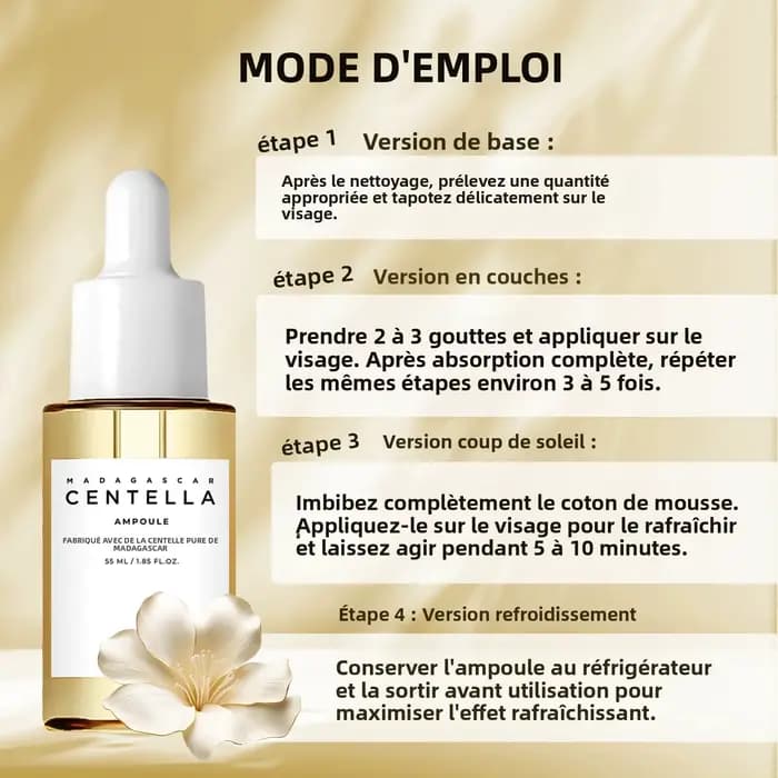 Sérum Confort Peaux Sensibles 55ml - Formule Centella de Madagascar Apaise, Calme et Hydrate en Profondeur pour le Soin Quotidien de la Peau