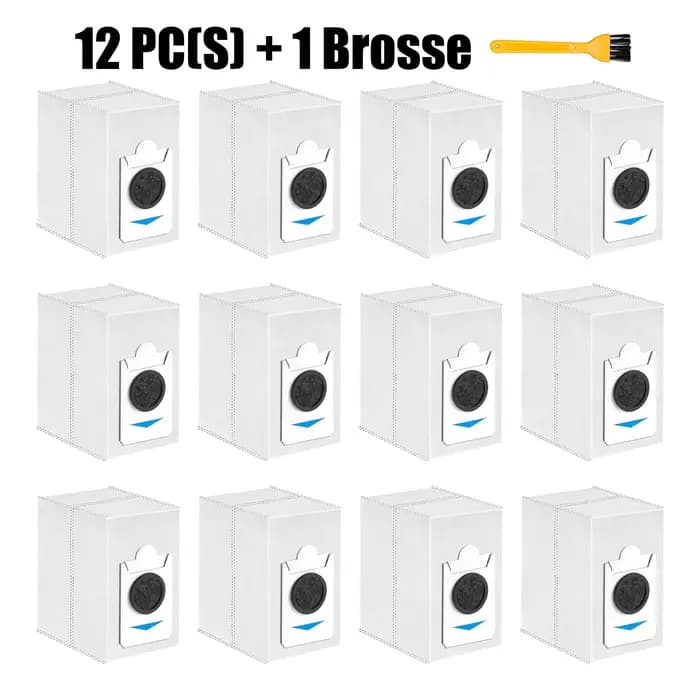 Paquet de 12 sacs à poussière compatibles uniquement avec l'aspirateur Robot complet ECOVACS DEEBOT X2 COMBO / T30S