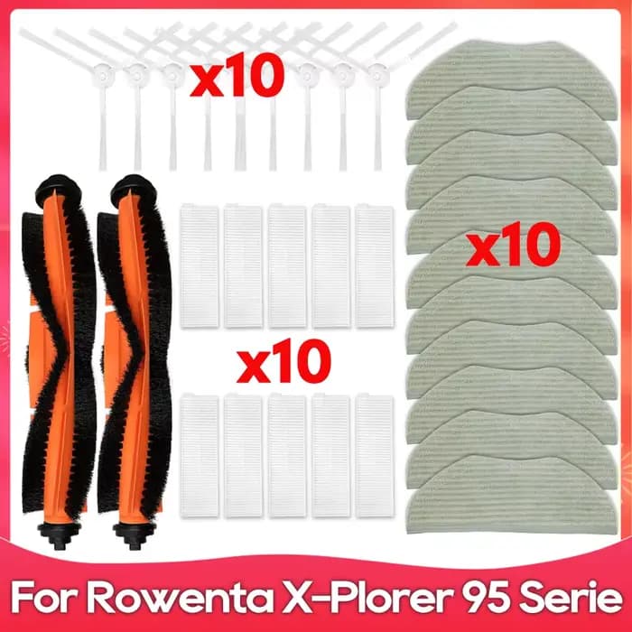 Convient pour Rowenta x-plorer série 95 soins totaux/Animal/RR7947WH/RR7975WH Robot aspirateurs partie brosse latérale principale filtre Hepa vadrouille