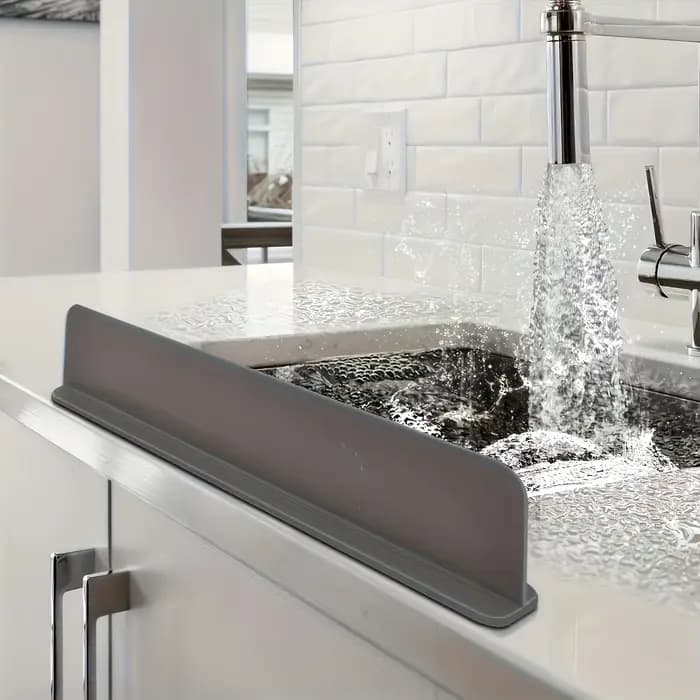 Protection contre les éclaboussures d'évier en silicone avec ventouses – Barrière d'eau pour la cuisine