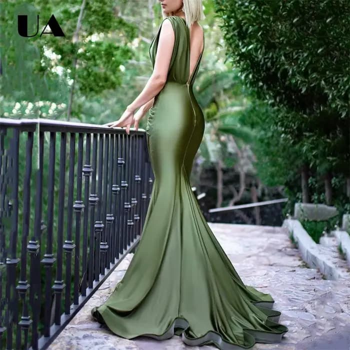 Robe longue de soirée vert sauge pour femme ULBYANRY avec manches courtes, plus de 100 couleurs disponibles, robe de soirée sirène, robes de soirée