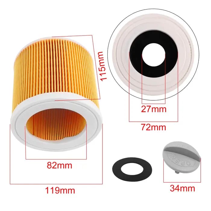 Cartouche de filtre à poussière d'air pour aspirateur sec Karcher