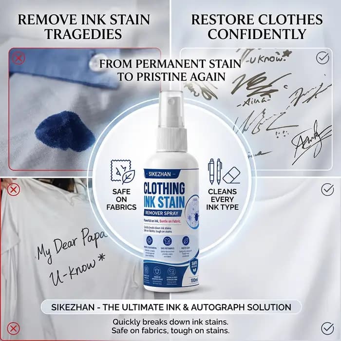 SIKEZHAN Spray Détachant pour Taches d'Encre sur Tissus
