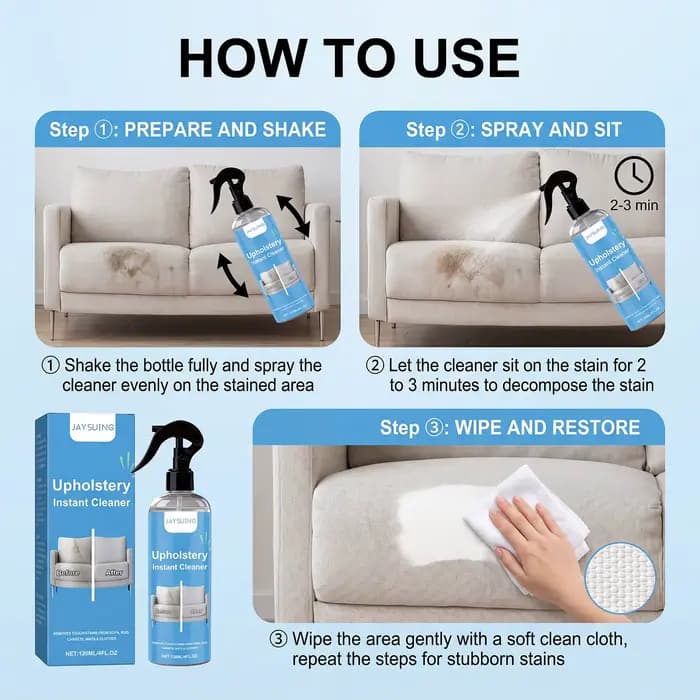 Nettoyant textile ménager en spray – Nettoyage doux pour canapés et vêtements – Détachant rapide