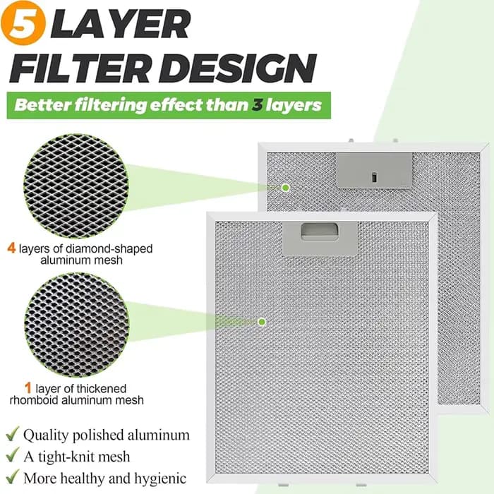 Lot de 3 filtres en maille métallique pour hotte de cuisine 320x260mm