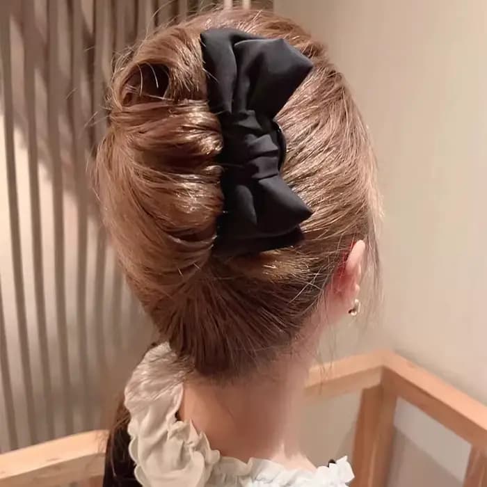 Pince à cheveux en forme de U avec nœud pour femmes, accessoire de usage quotidien pour filles, épingle à cheveux de Boutique noire élégante